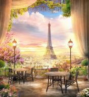Фреска летнее кафе в Париже