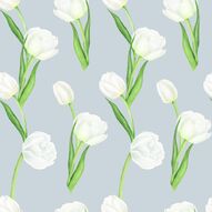 Фреска Белые тюльпаны на сером фоне