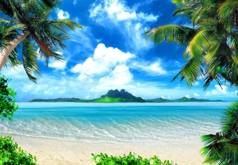 Картина на холсте Пляж, пальмы, море, арт hd0426101