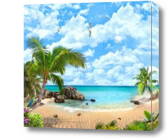 Картина Берег на острове с пальмами
